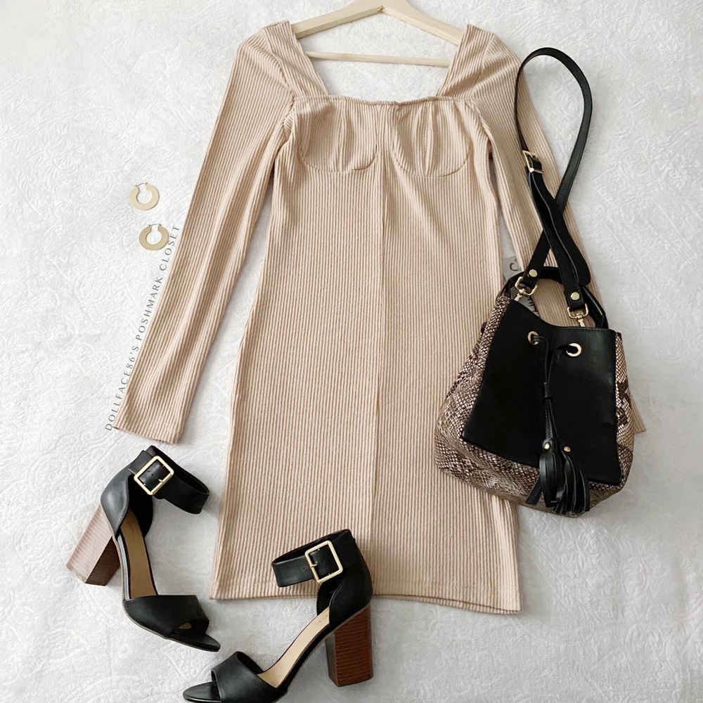 NWT Buckle J is for Justify Tan Ribbed Corset Dress - Picture 2 of 9